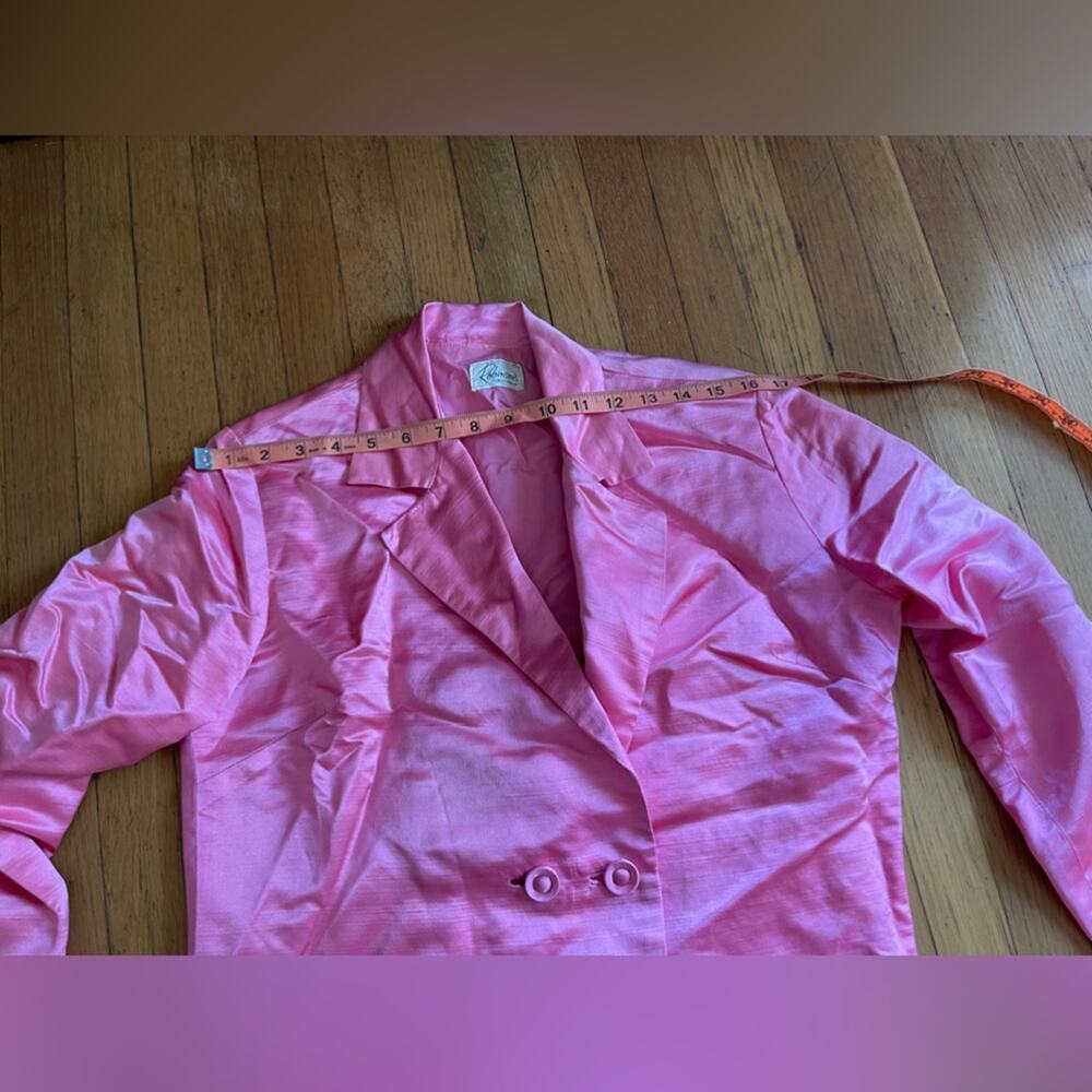 60s Vintage Pink Silk Double Breasted Blazer - Picture 7 of 7